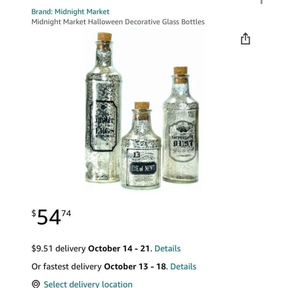 Apothecary Halloween potion bottle Large Spell Potion Bottles Set of 3 Halloween